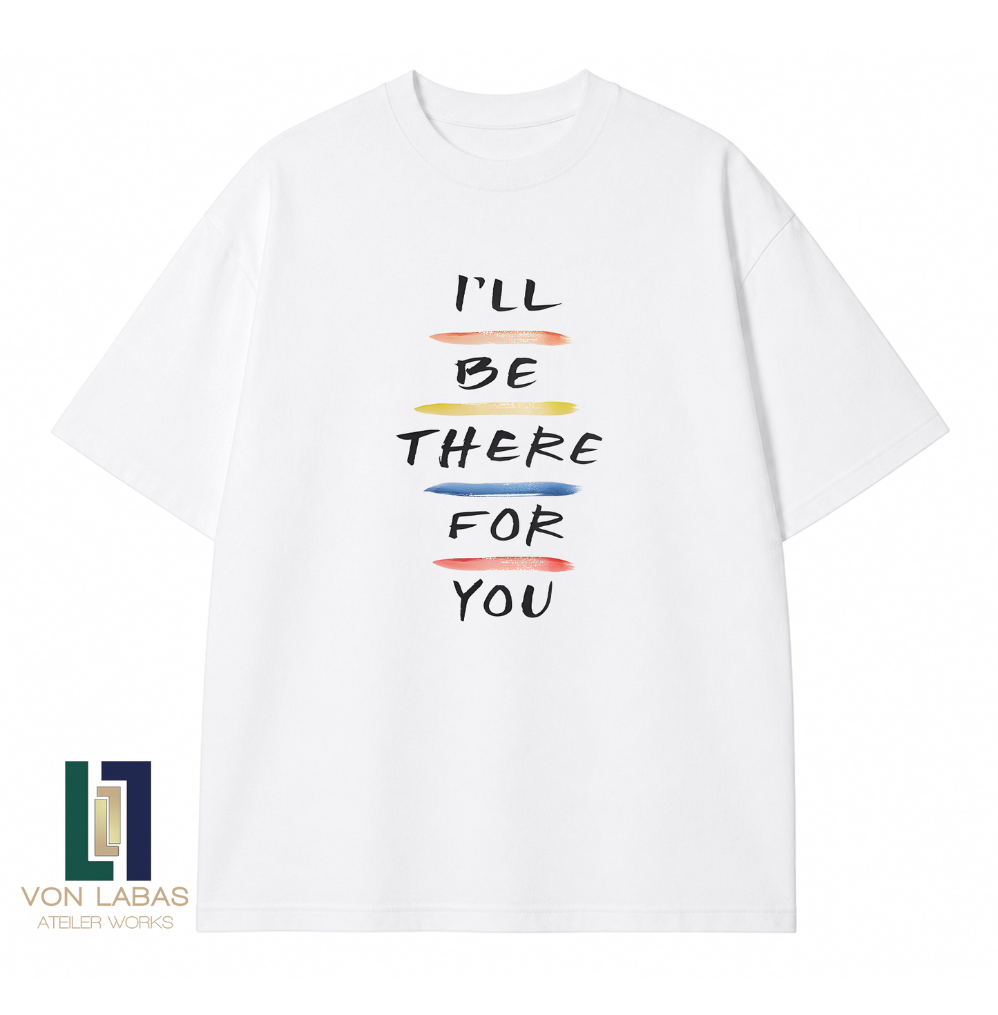 Friends Renkli Çizgiler Baskılı Oversize T-Shirt