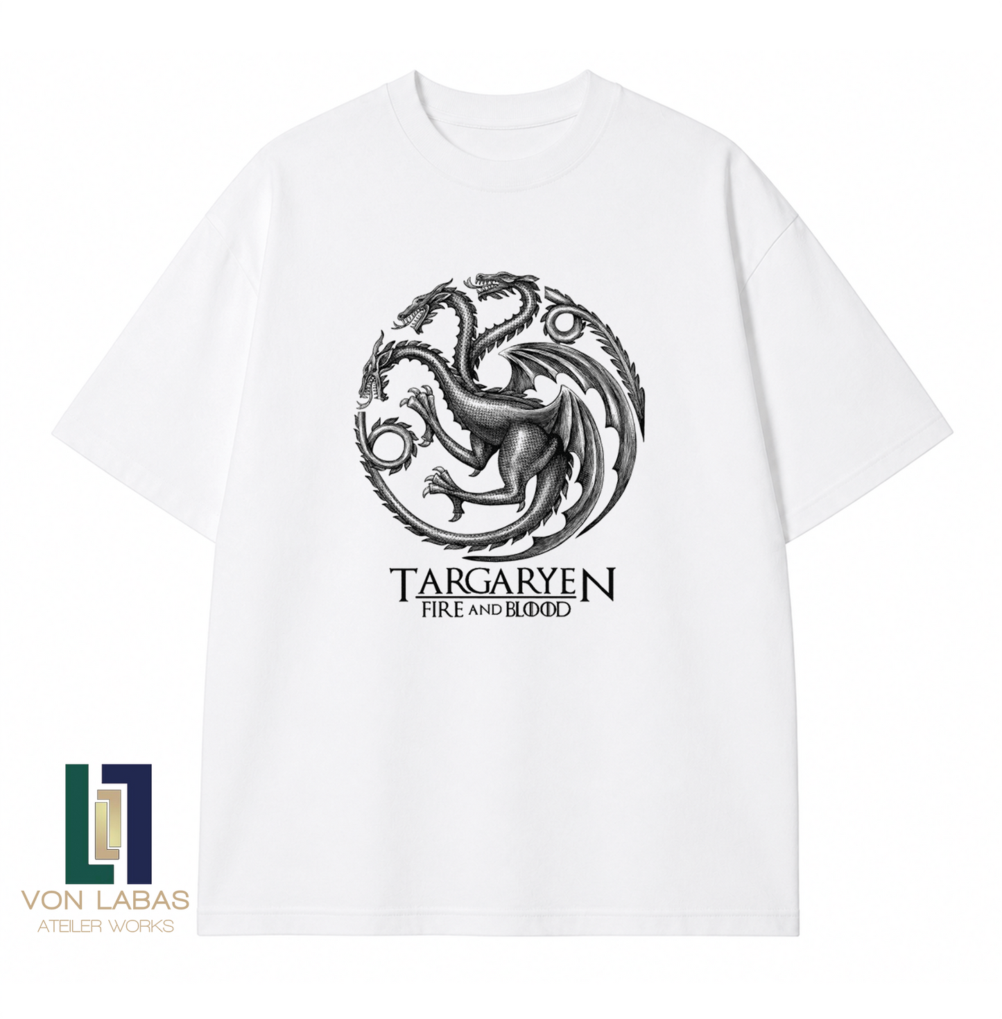 House Of The Dragon Targaryen Fire And Blood Baskılı Oversize T-Shirt