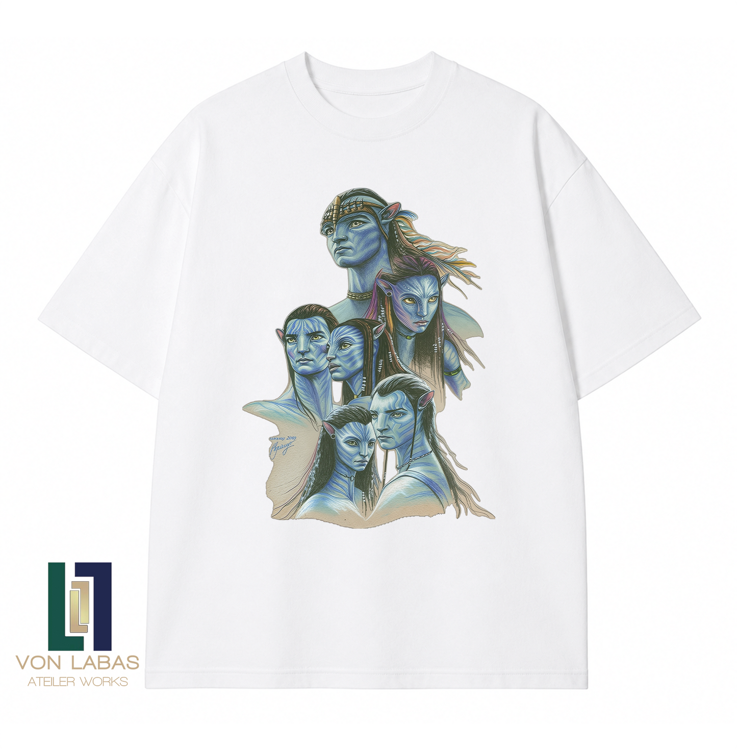 Avatar Renkli Portre Baskılı Oversize T-Shirt