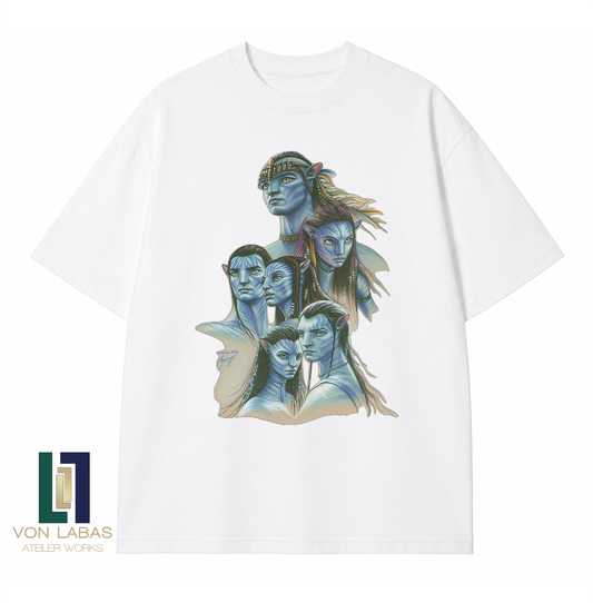 Avatar Renkli Portre Baskılı Oversize T-Shirt