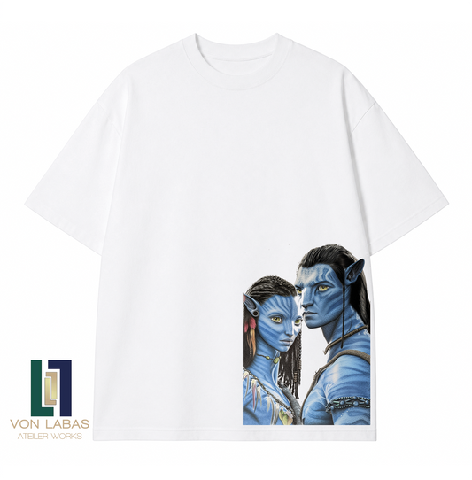 Avatar Çift Portre Baskılı Oversize T-Shirt