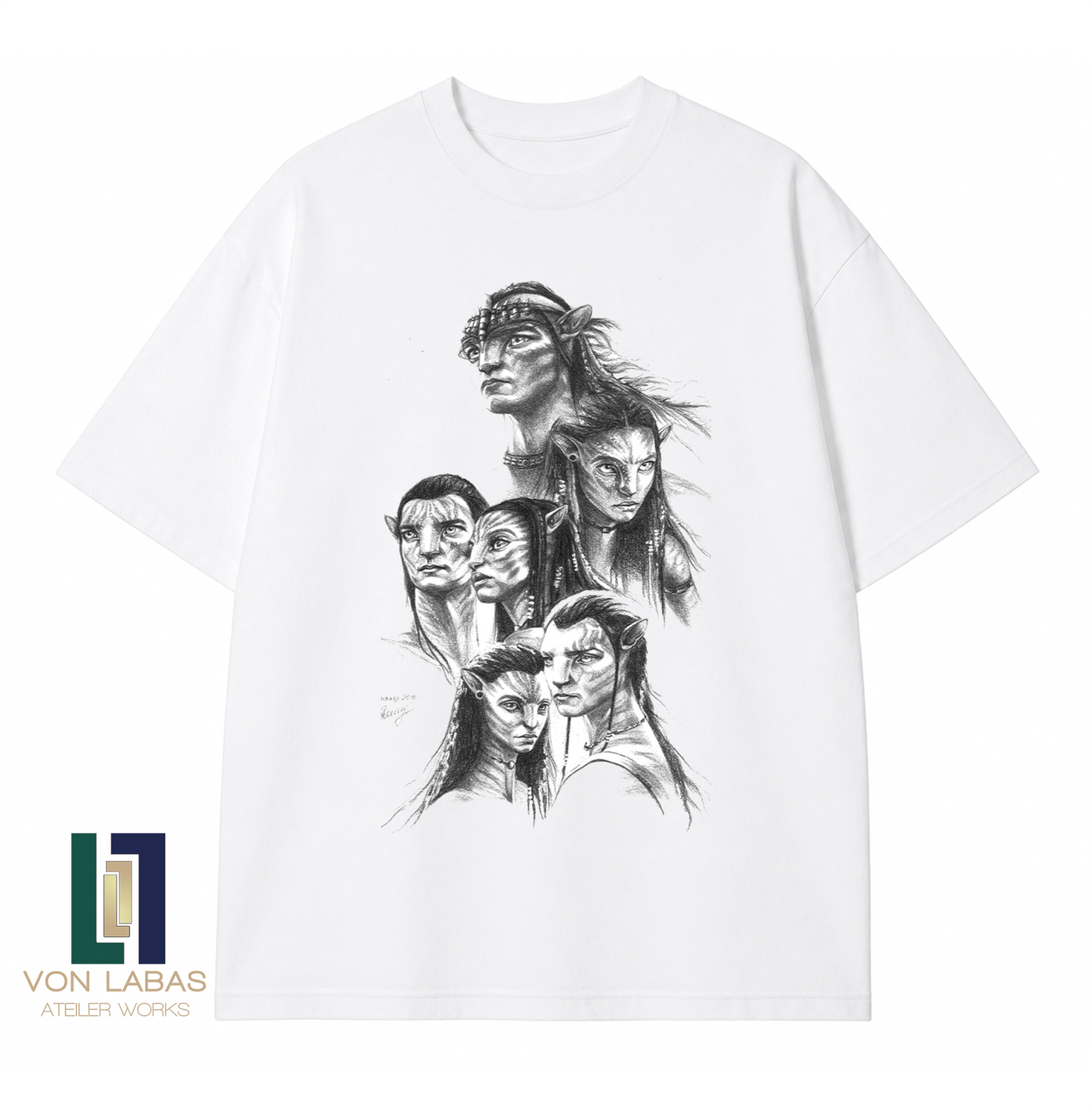 Avatar Karakter Eskizi Baskılı Oversize T-Shirt
