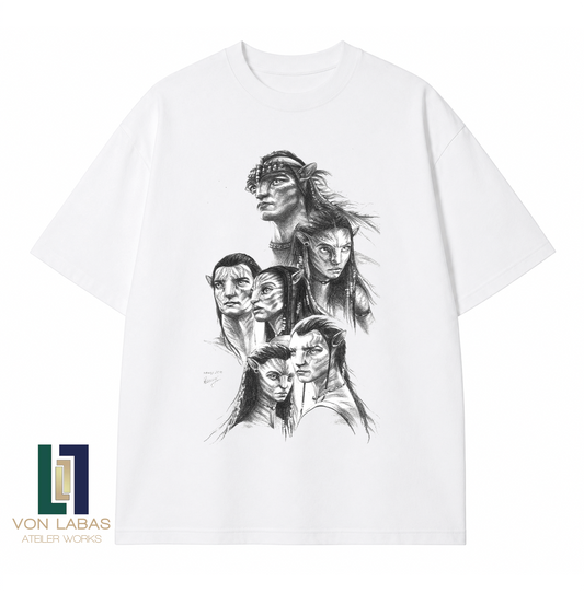 Avatar Karakter Eskizi Baskılı Oversize T-Shirt