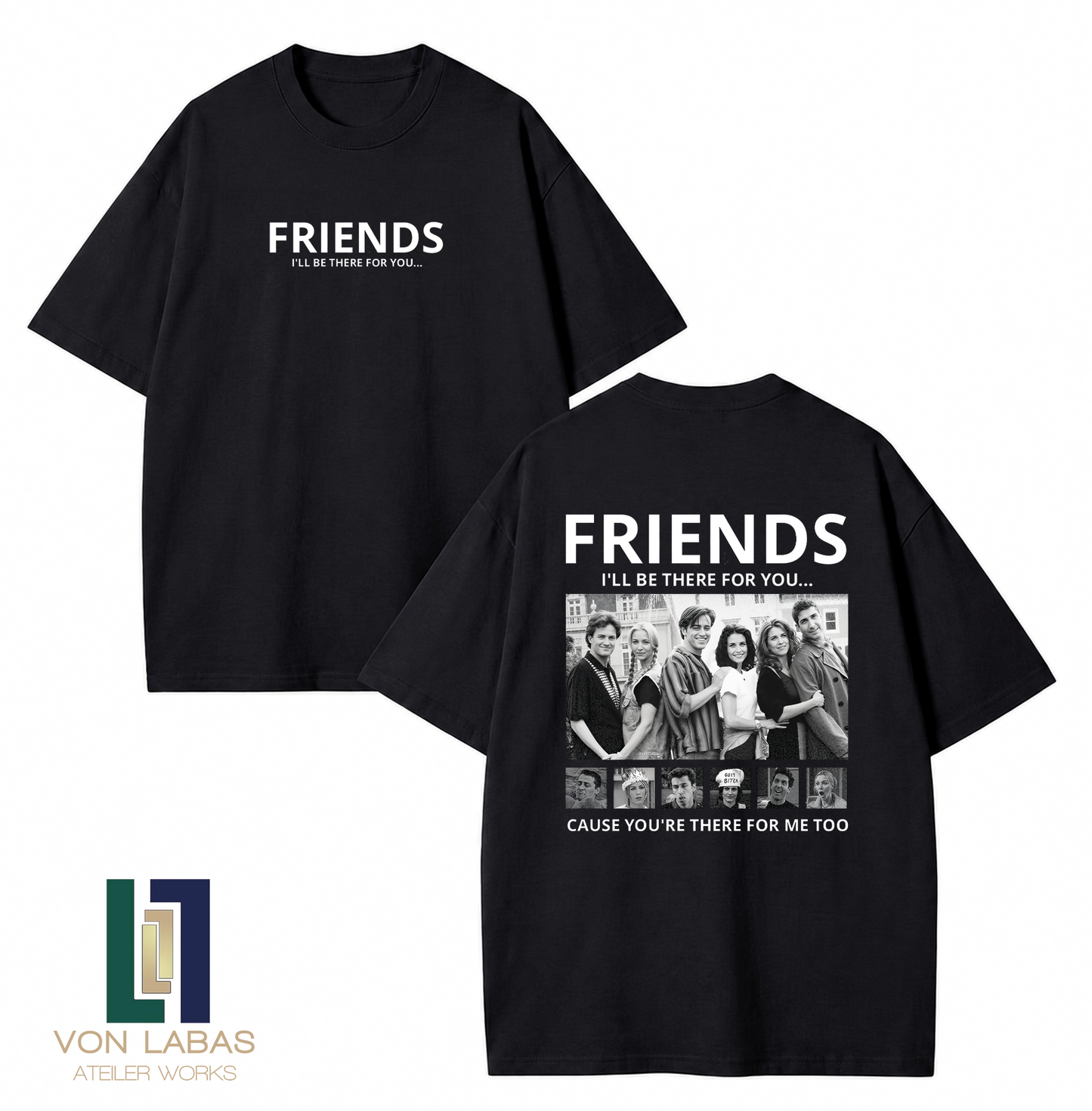 Friends Grup Fotoğrafı Baskılı Oversize T-Shirt