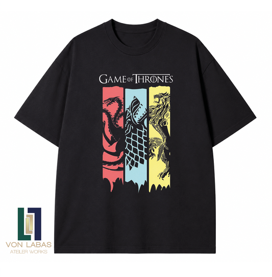Game Of Thrones Hanedan Amblemleri Baskılı Oversize T-Shirt