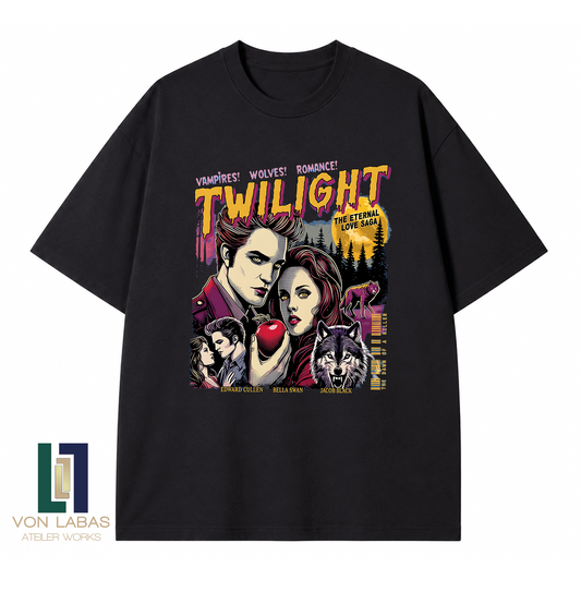 Twilight Baskılı Oversize T-Shirt